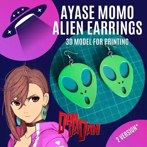 Ayase Momo - Dandadan - Alien earrings 2 variant 3D model
