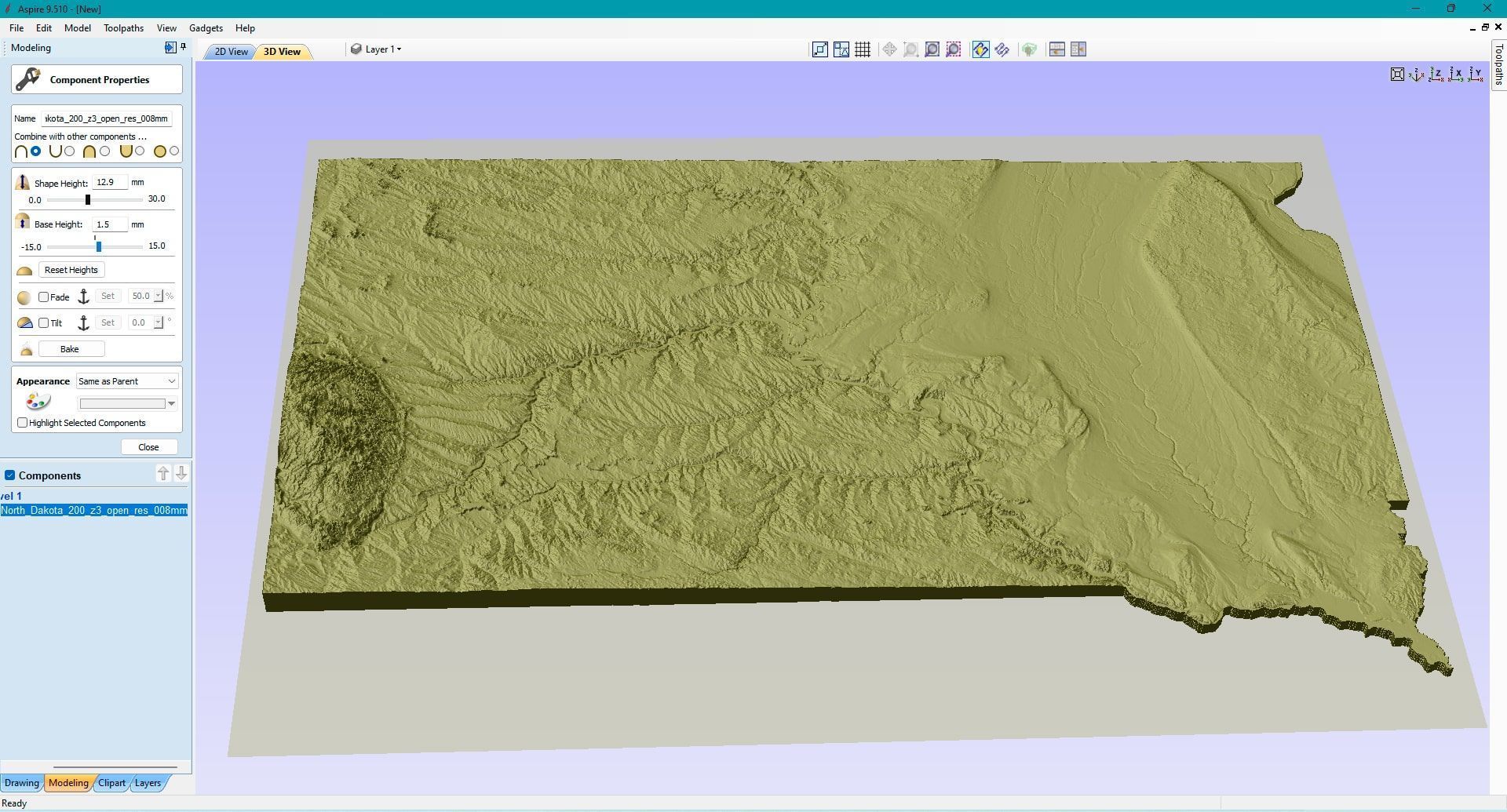 North Dakota Topographic Map STL Model 3D print model_7