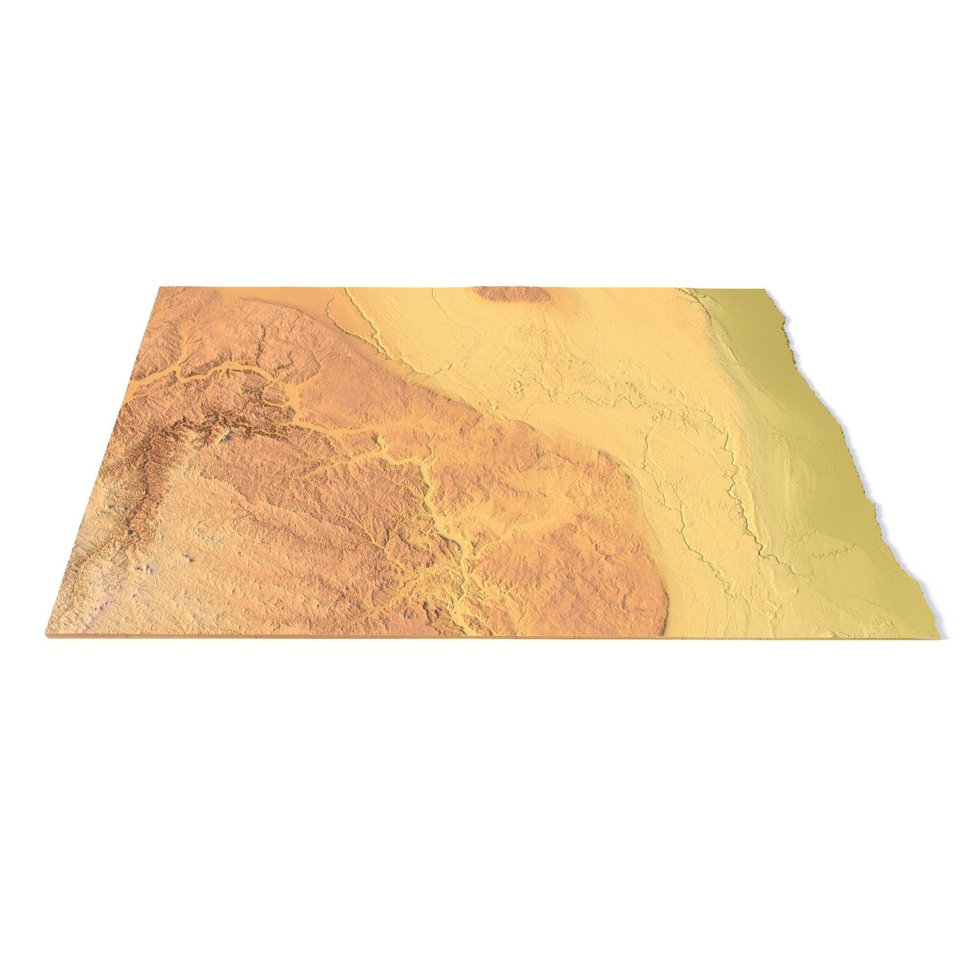 North Dakota Topographic Map STL Model 3D print model_4