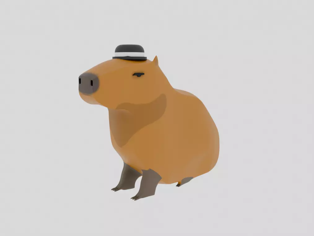 3D Capybara with Hat 3D model 3D model_0