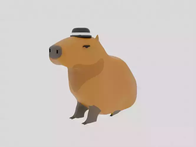 3D Capybara with Hat 3D model