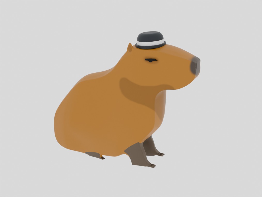 3D Capybara with Hat 3D model 3D model_2