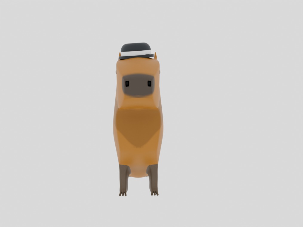 3D Capybara with Hat 3D model 3D model_1
