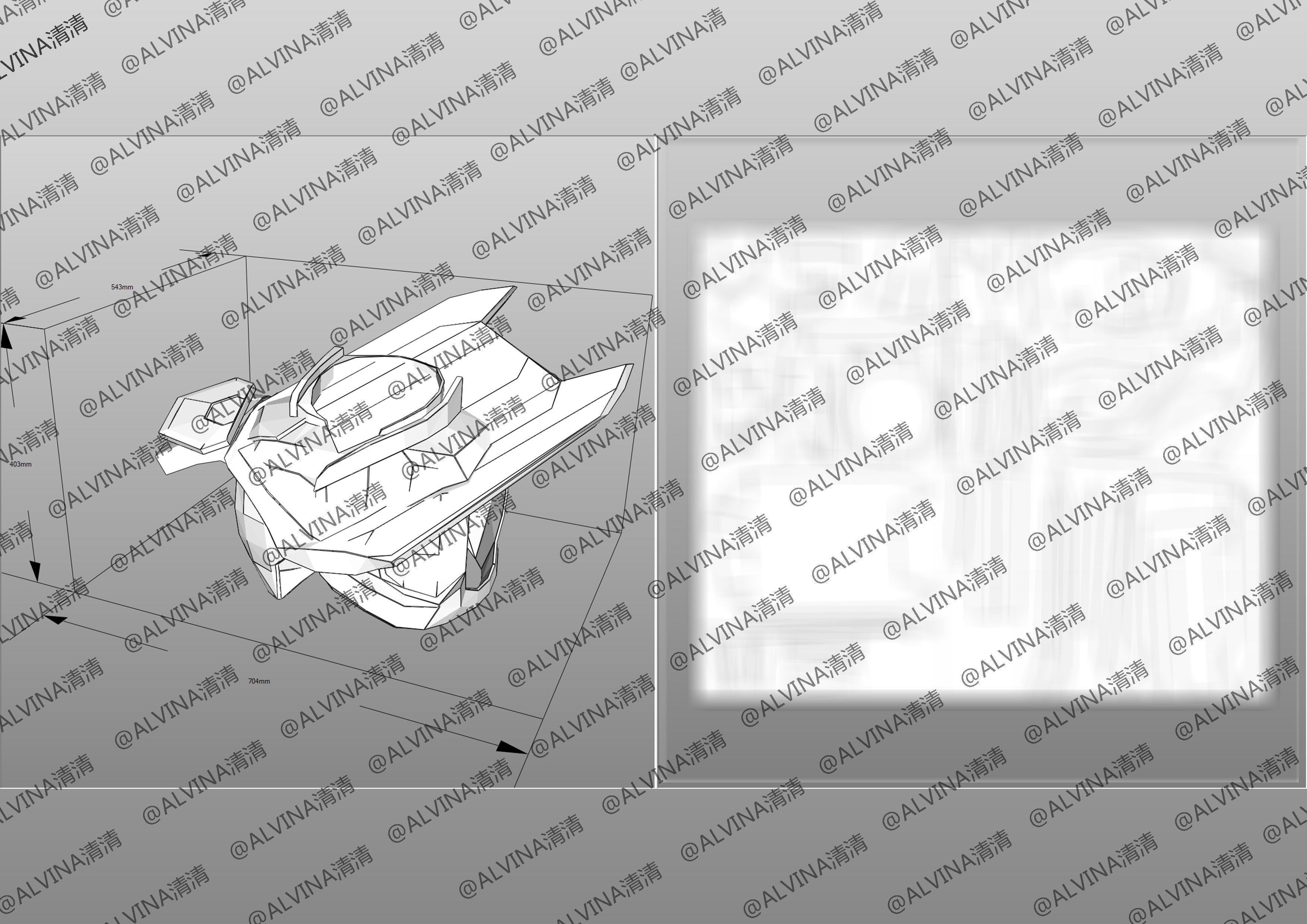 Kamen Rider Ziin Armor - DIY Cosplay Pepakura Foam Template Low-poly 3D model_13