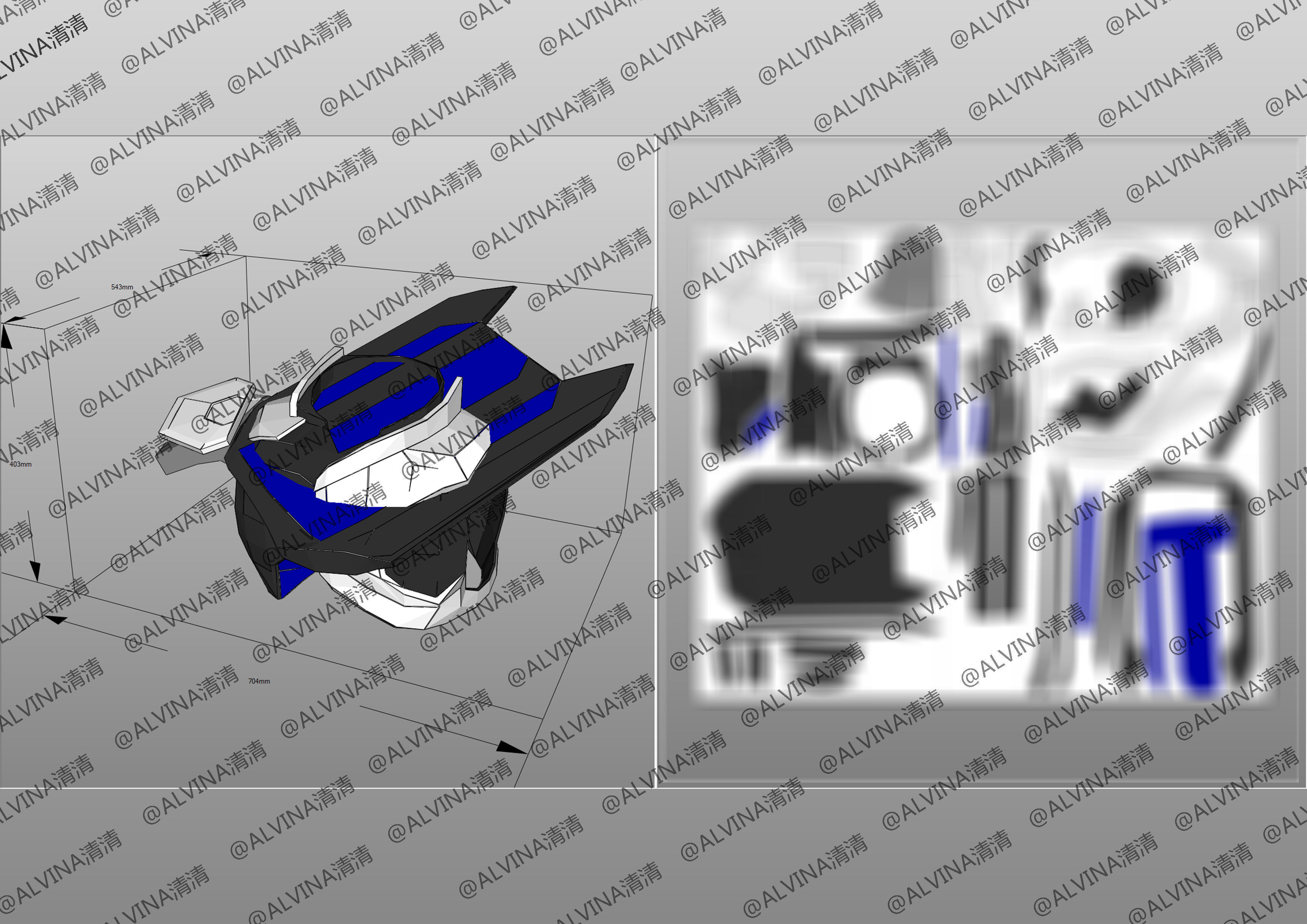 Kamen Rider Ziin Armor - DIY Cosplay Pepakura Foam Template Low-poly 3D model_12