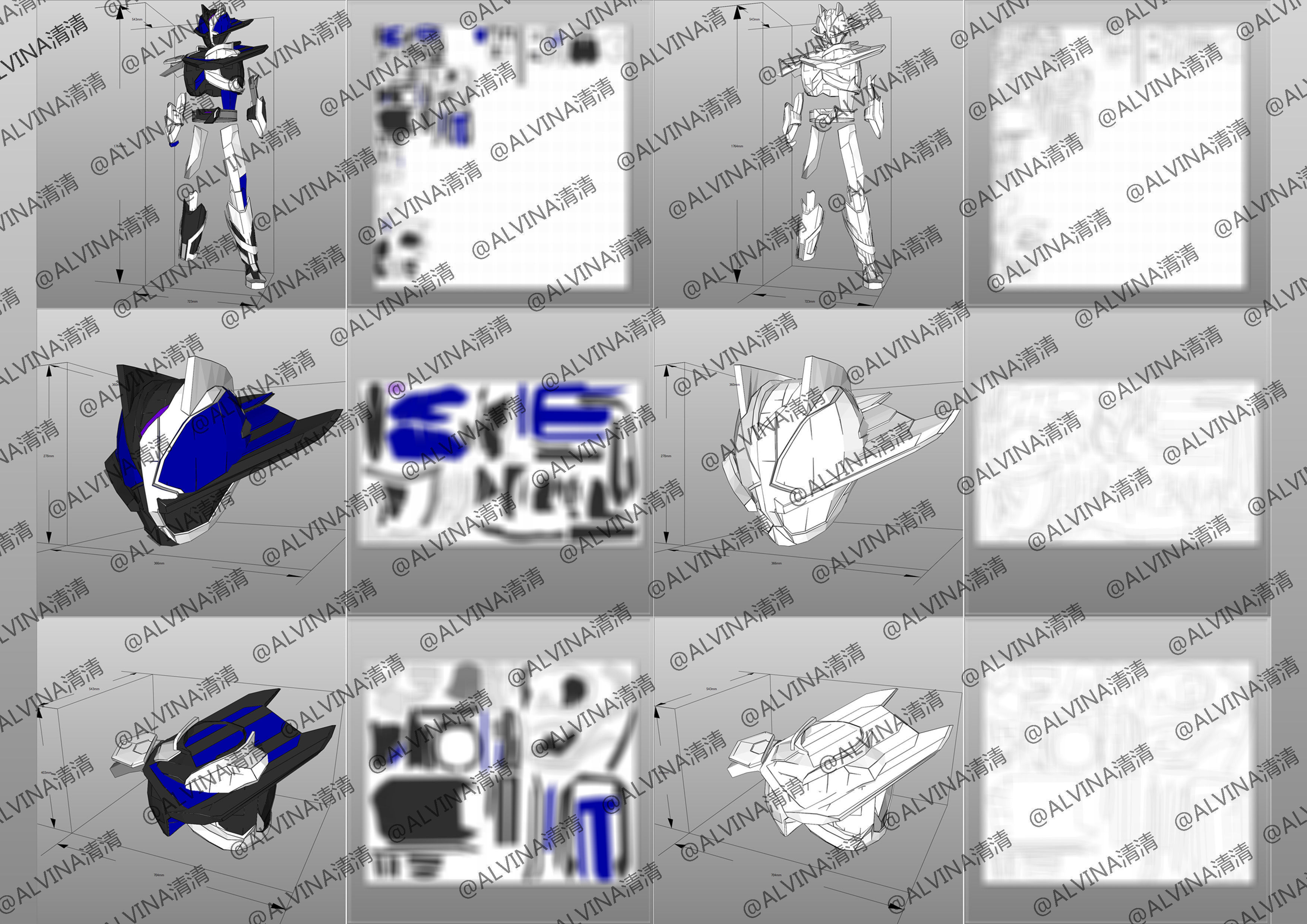 Kamen Rider Ziin Armor - DIY Cosplay Pepakura Foam Template Low-poly 3D model_4