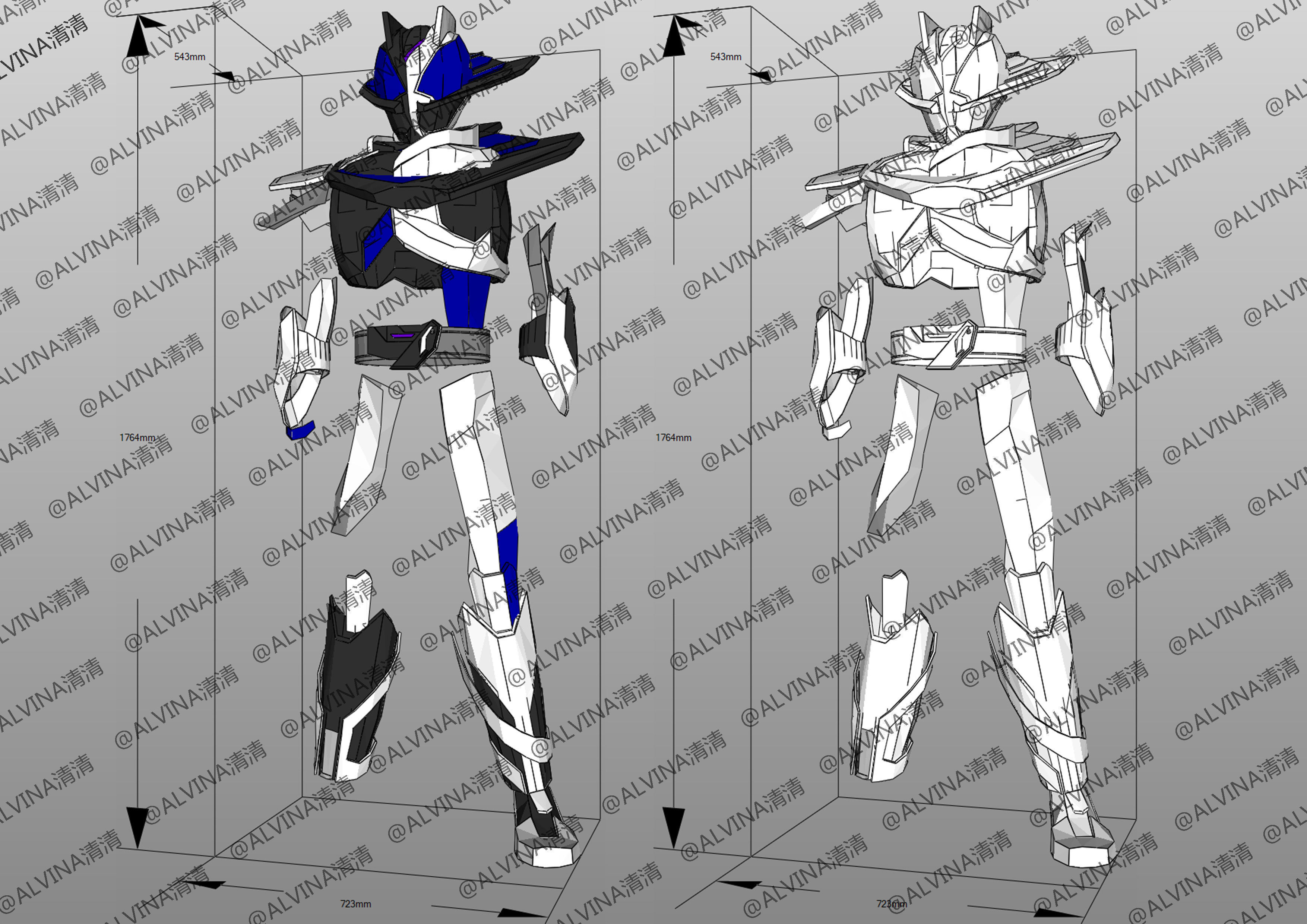 Kamen Rider Ziin Armor - DIY Cosplay Pepakura Foam Template Low-poly 3D model_2
