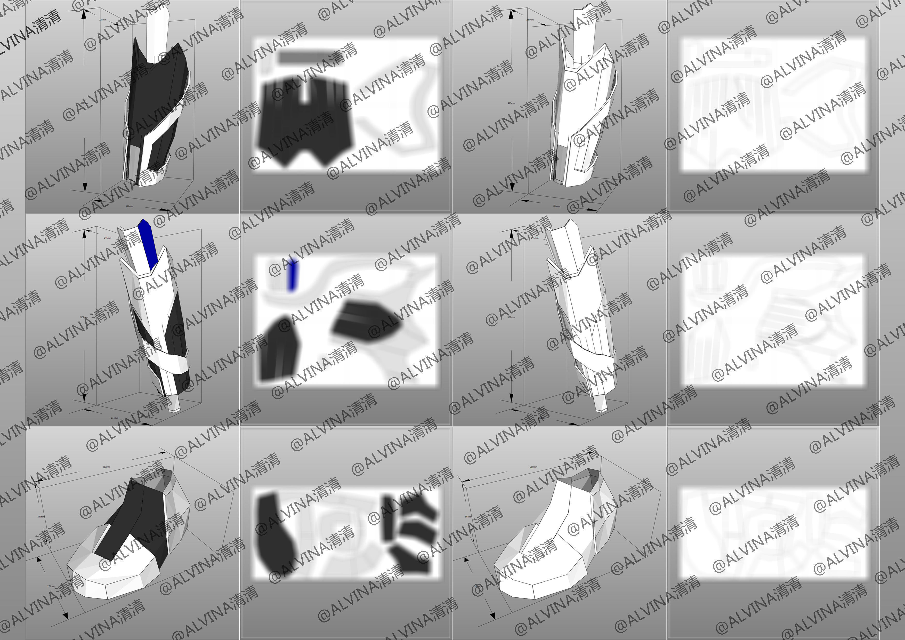 Kamen Rider Ziin Armor - DIY Cosplay Pepakura Foam Template Low-poly 3D model_7