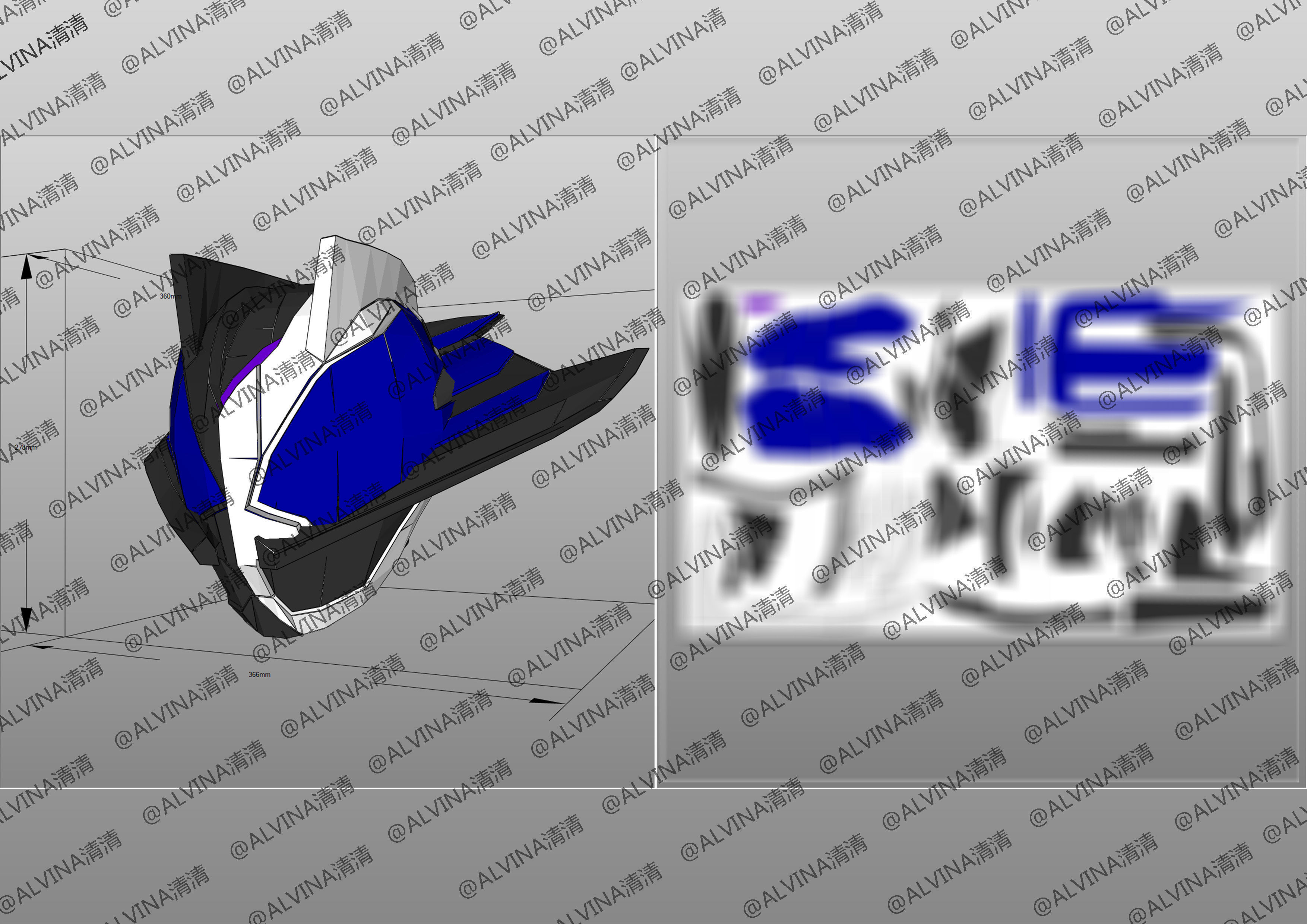 Kamen Rider Ziin Armor - DIY Cosplay Pepakura Foam Template Low-poly 3D model_10