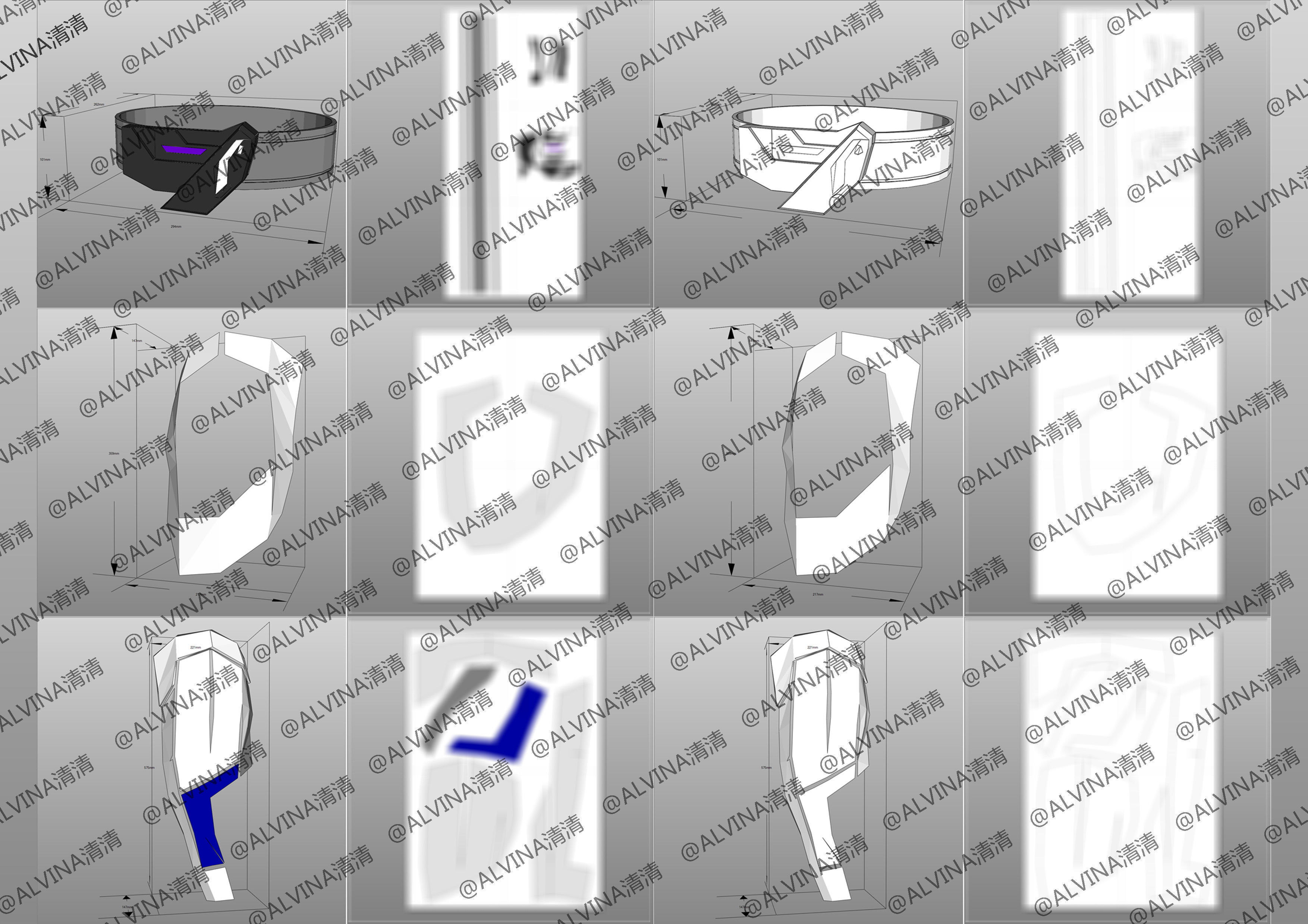 Kamen Rider Ziin Armor - DIY Cosplay Pepakura Foam Template Low-poly 3D model_6