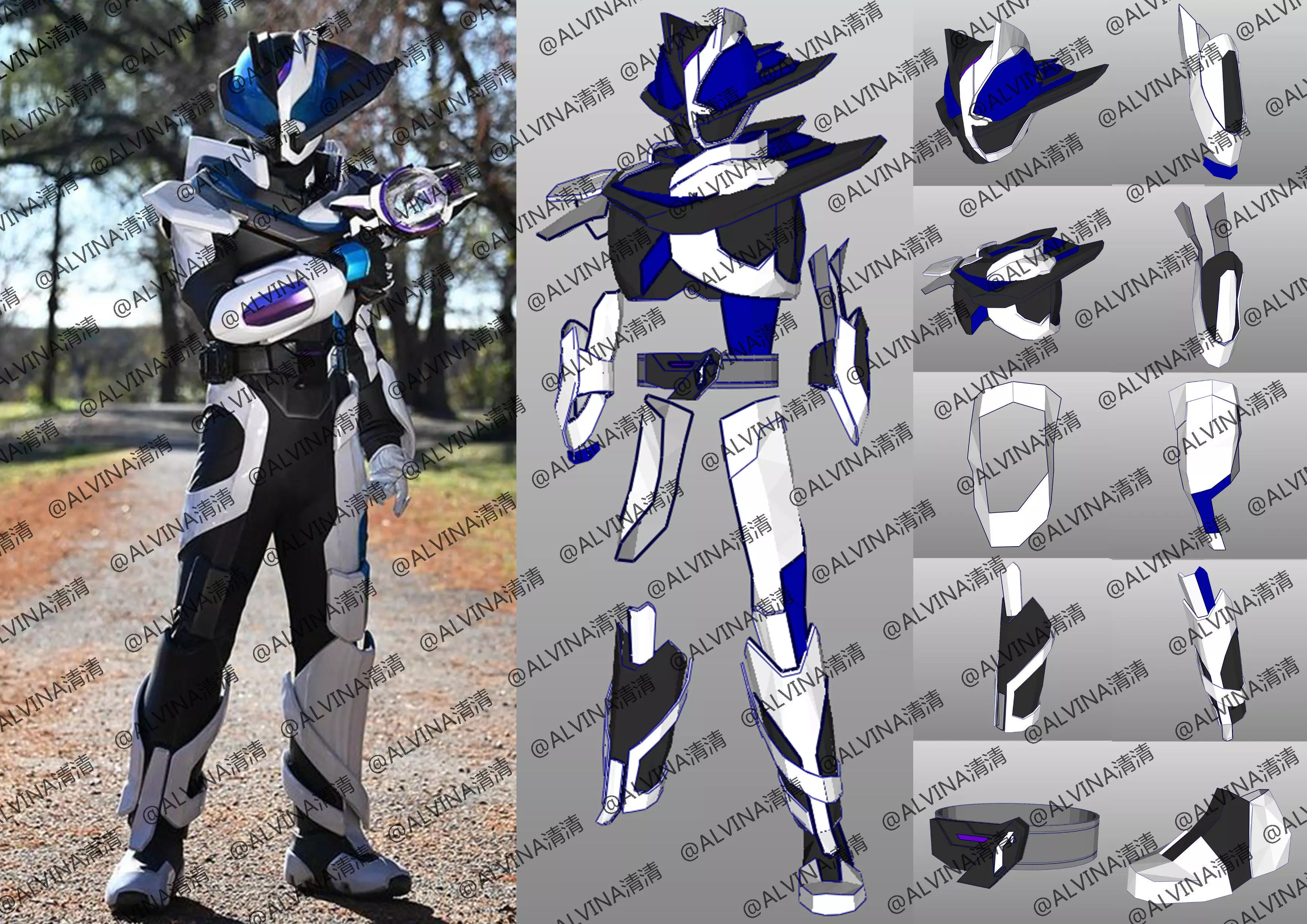Kamen Rider Ziin Armor - DIY Cosplay Pepakura Foam Template Low-poly 3D model_0