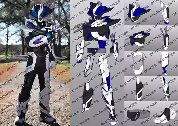 Kamen Rider Ziin Armor - DIY Cosplay Pepakura Foam Template Low-poly 3D model
