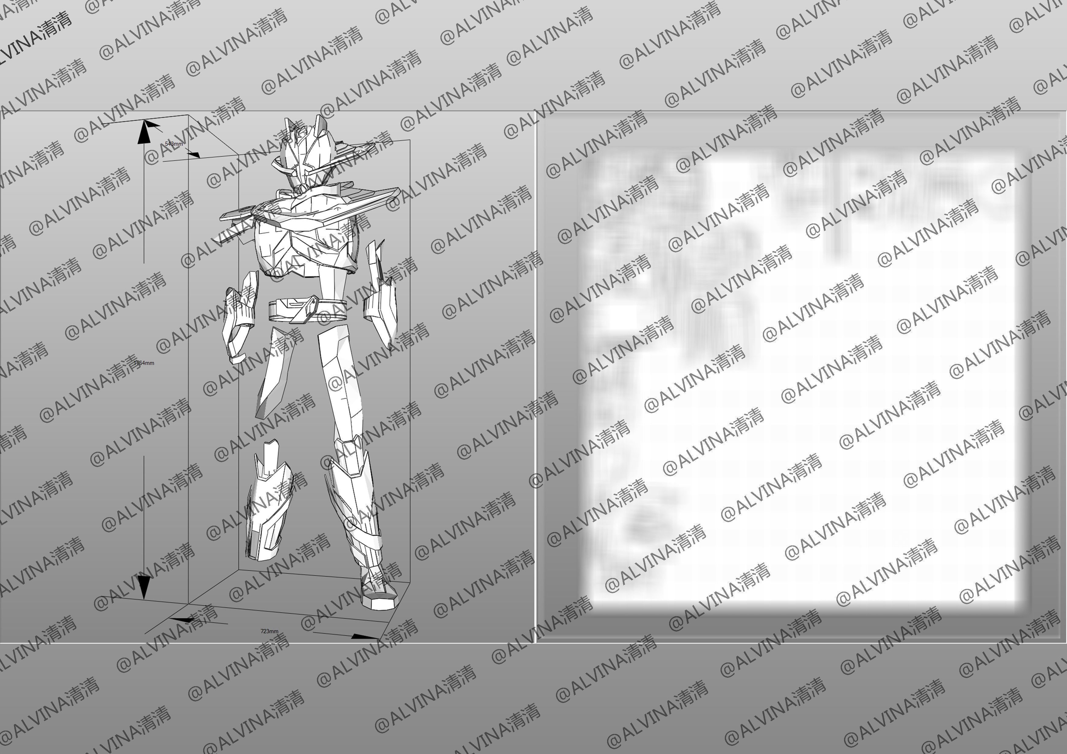 Kamen Rider Ziin Armor - DIY Cosplay Pepakura Foam Template Low-poly 3D model_9