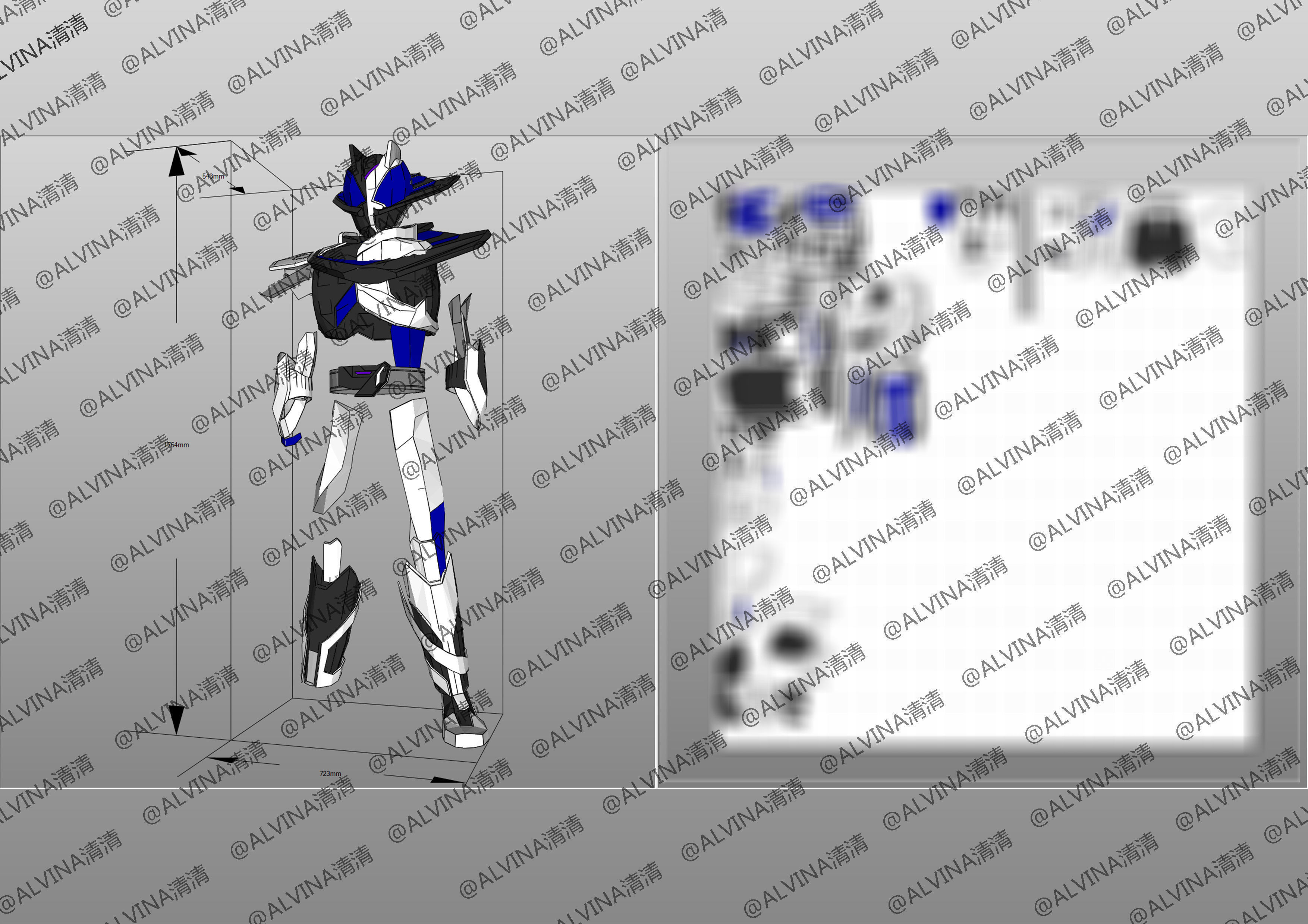 Kamen Rider Ziin Armor - DIY Cosplay Pepakura Foam Template Low-poly 3D model_8