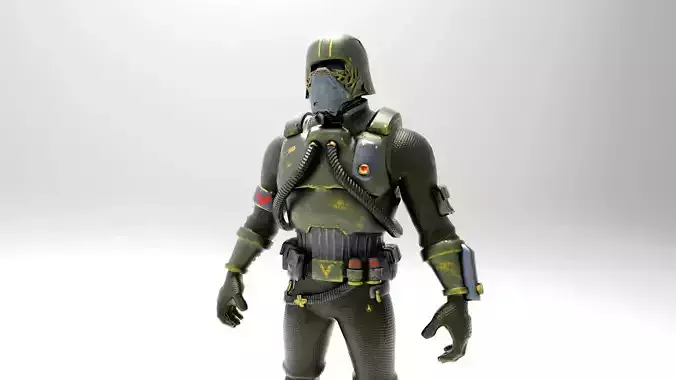 Low Poly Green Space Soldier Low-poly 3D model