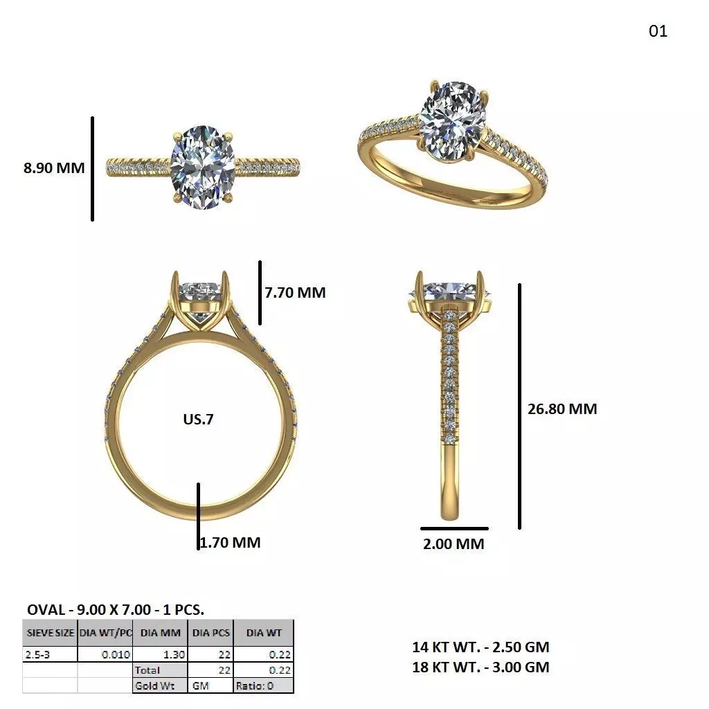 Solitaire Rings-Check Description 3D print model