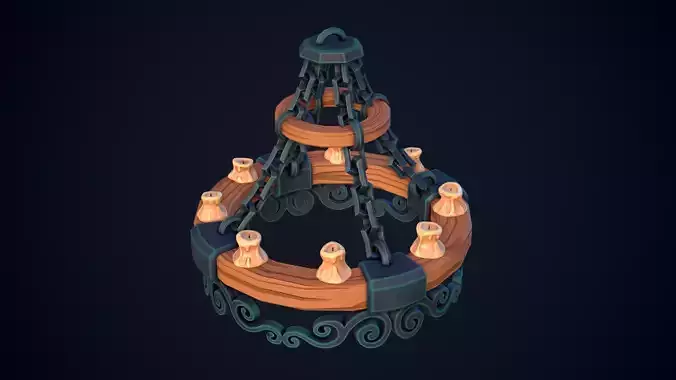 Stylized Chandelier - Lowpoly and Gameready Model