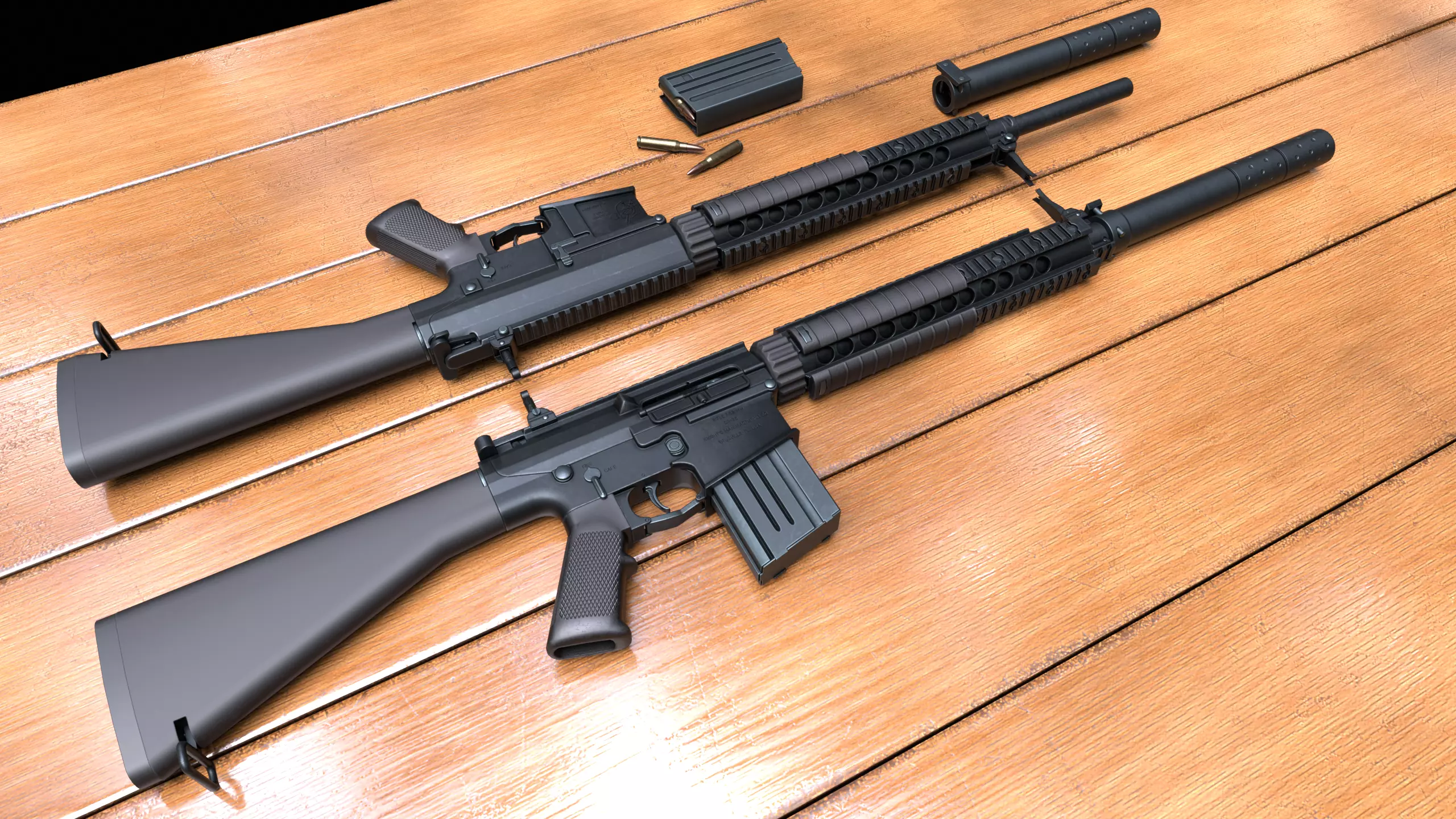 SR-25 rifle Low-poly 3D model