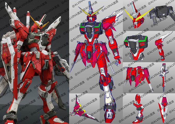 Gundam Infinite Justice Armor - DIY Cosplay Pepakura Foam Low-poly 3D model