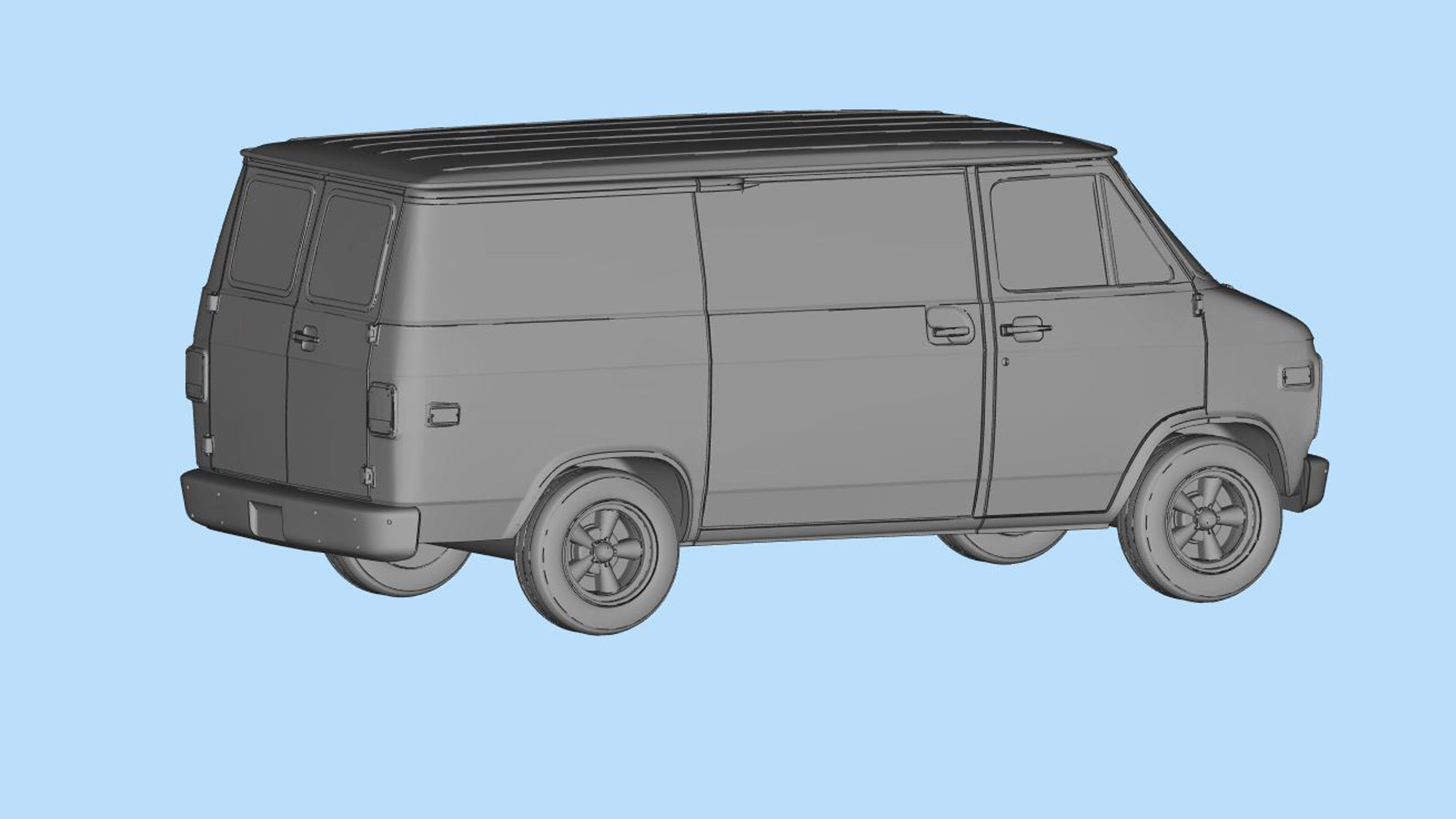 Retro American Van G10  gen3 shorty 3d printing car STL file 3D print model_12