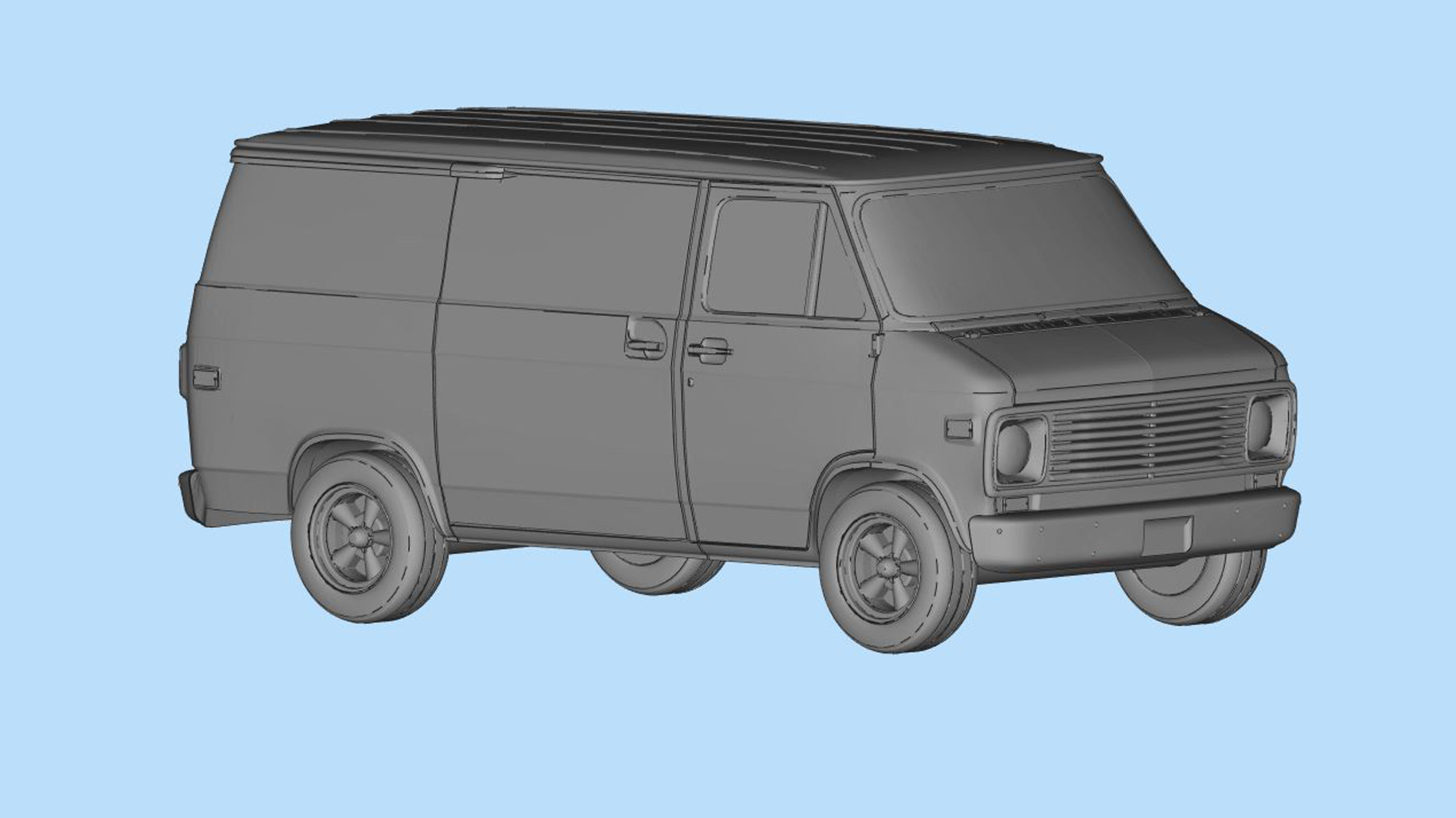 Retro American Van G10  gen3 shorty 3d printing car STL file 3D print model_13