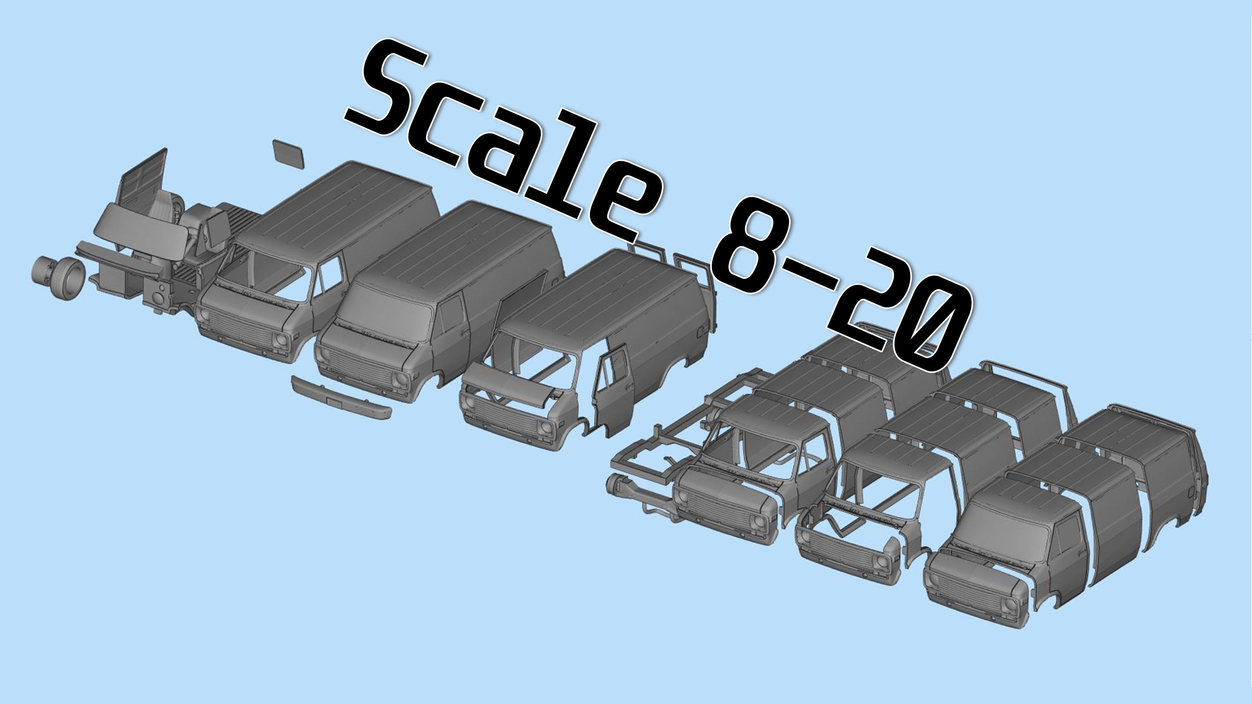 Retro American Van G10  gen3 shorty 3d printing car STL file 3D print model_3