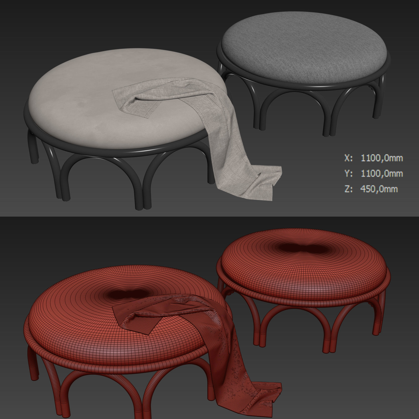 Arcadia Pouf By Wiener GTV Design 3D model_5