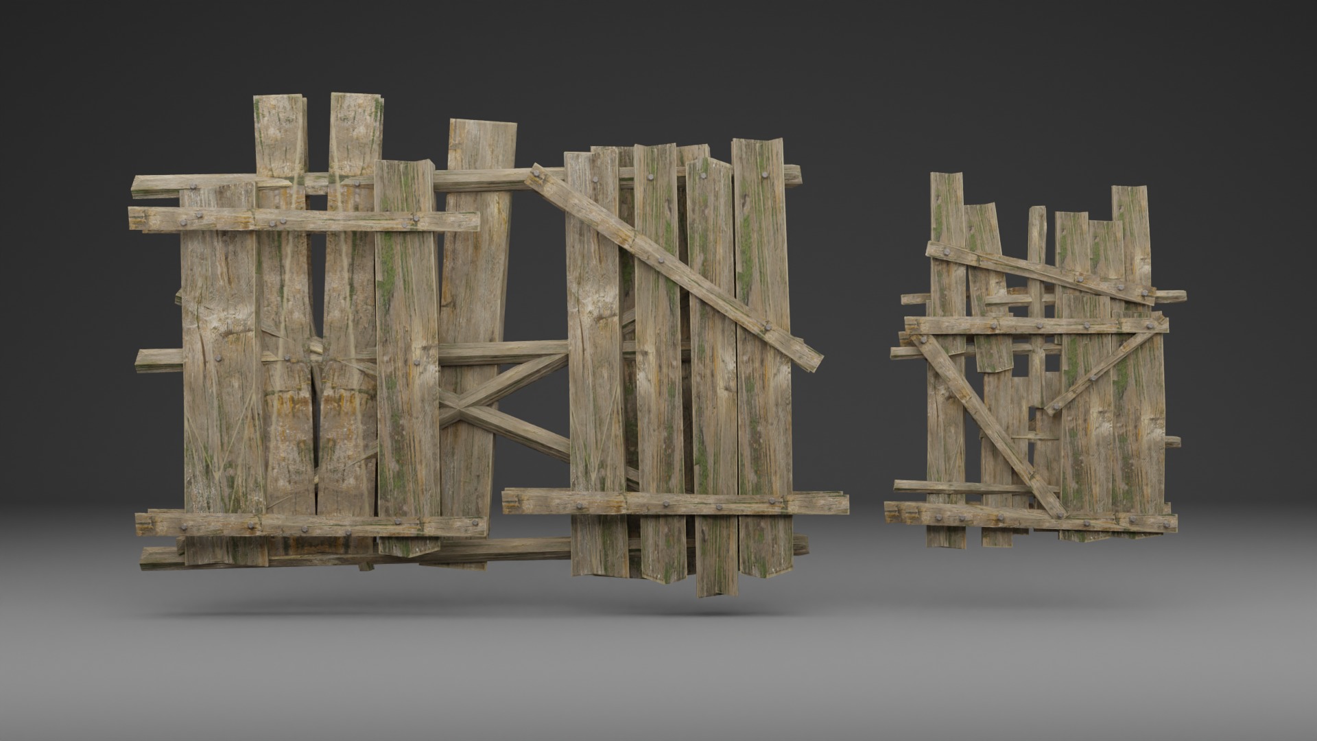 Old Wooden Fence - realistic low poly  Low-poly 3D model_2