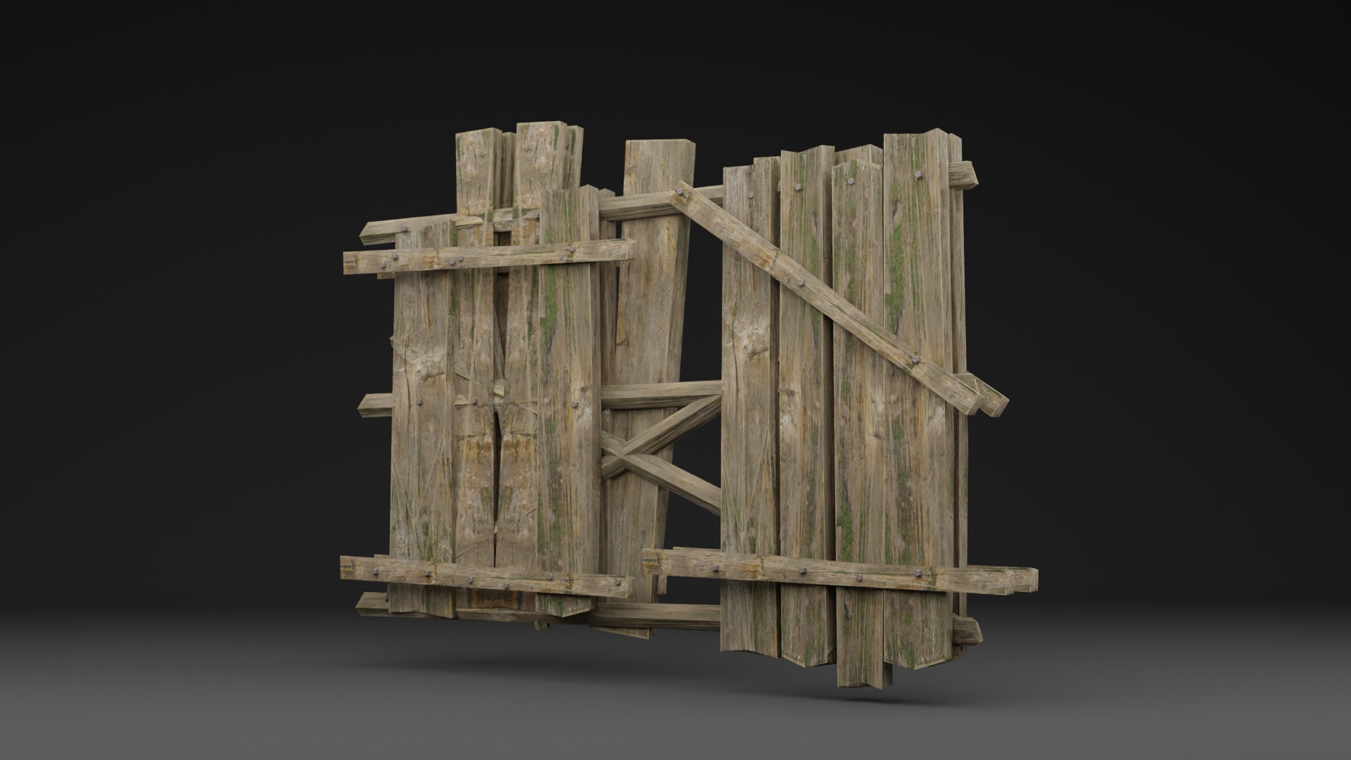 Old Wooden Fence - realistic low poly  Low-poly 3D model_6