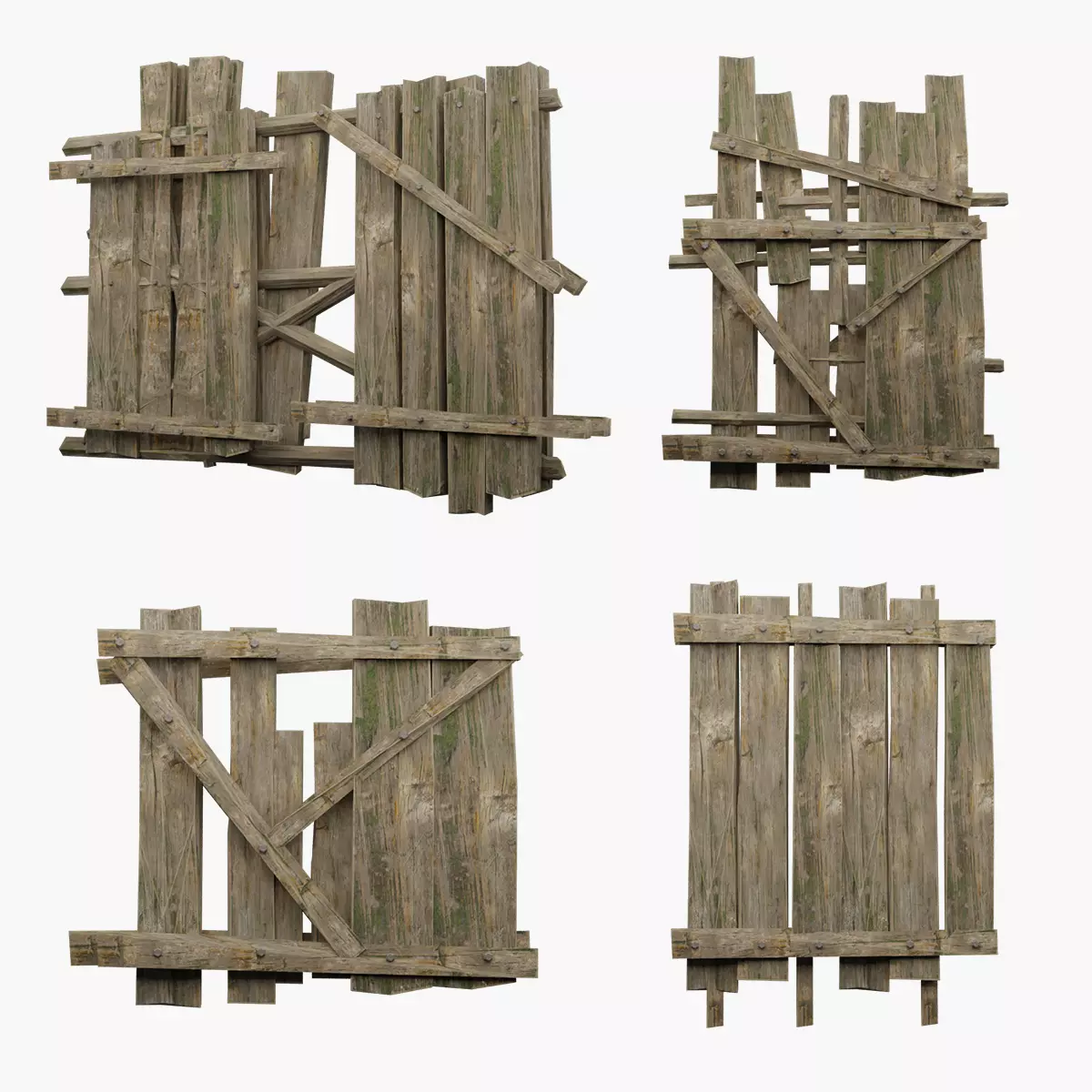 Old Wooden Fence - realistic low poly  Low-poly 3D model_0