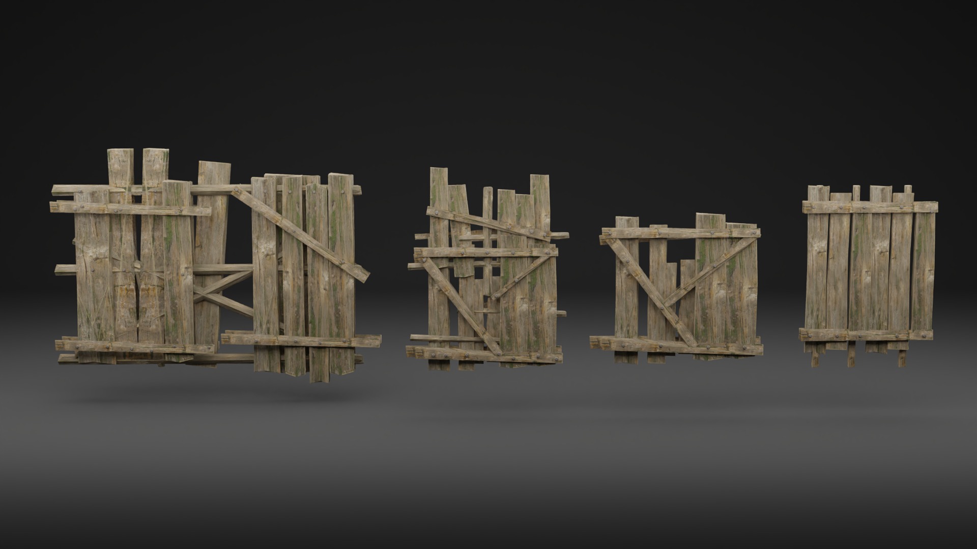 Old Wooden Fence - realistic low poly  Low-poly 3D model_16