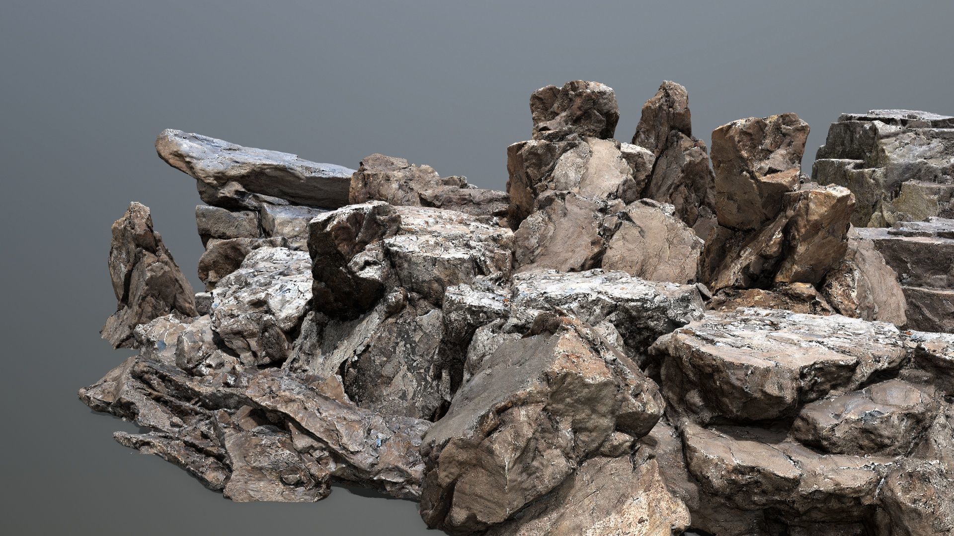 cliff rocks   Low-poly 3D model_1