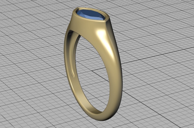 Pinky Signet Ring 8x4 Marquise Stone Statetment Ring 3D print model_45