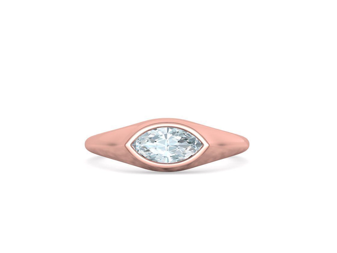 Pinky Signet Ring 8x4 Marquise Stone Statetment Ring 3D print model_10