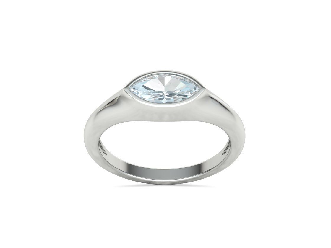 Pinky Signet Ring 8x4 Marquise Stone Statetment Ring 3D print model_18