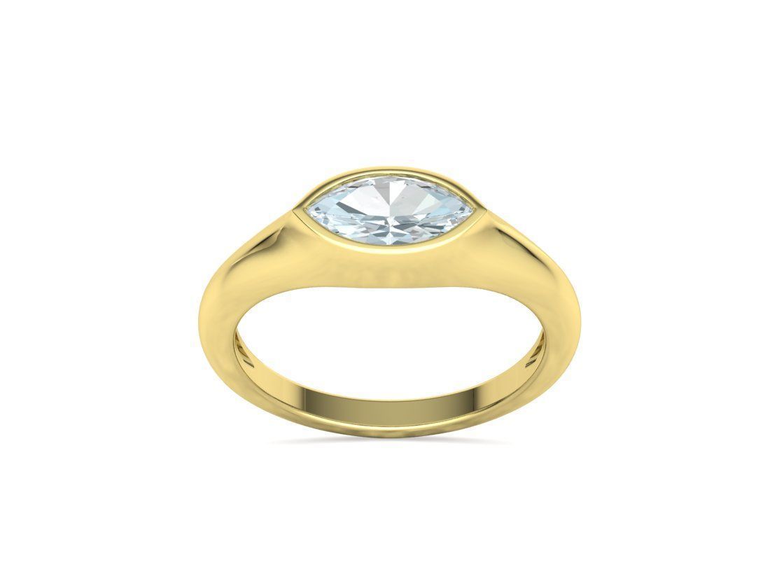 Pinky Signet Ring 8x4 Marquise Stone Statetment Ring 3D print model_17