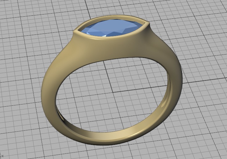 Pinky Signet Ring 8x4 Marquise Stone Statetment Ring 3D print model_42
