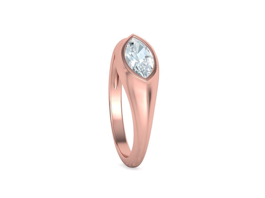 Pinky Signet Ring 8x4 Marquise Stone Statetment Ring 3D print model_34