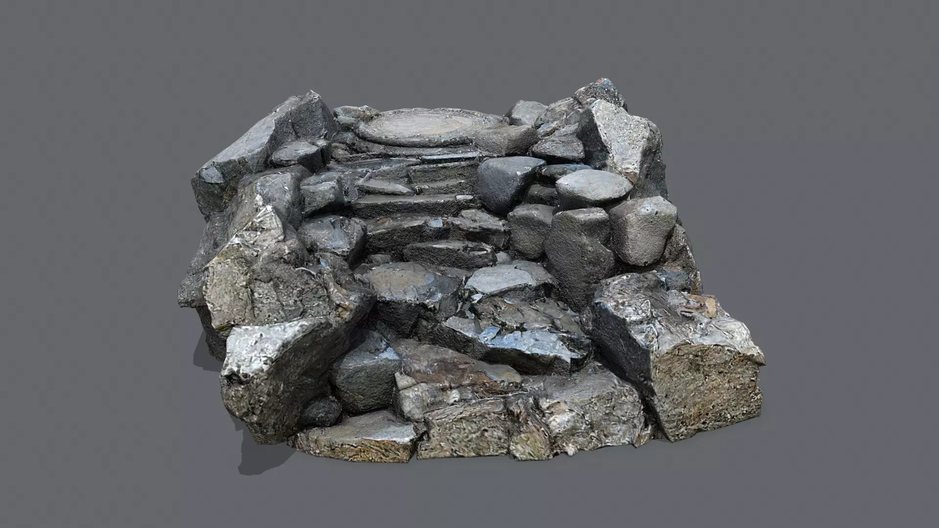 old stairs Low-poly 3D model_0