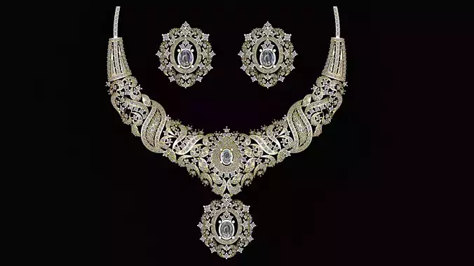 american bridal necklace set 3d printable model 3D print model