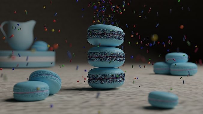 Realistic Macaron Cookie 3d Model  High-Quality PBR Textures 3D model