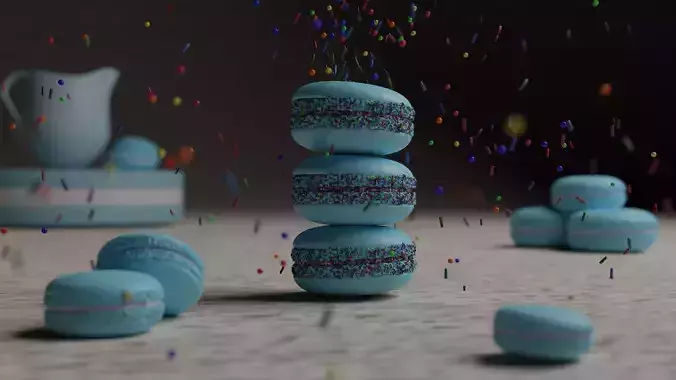 Realistic Macaron Cookie 3d Model  High-Quality PBR Textures