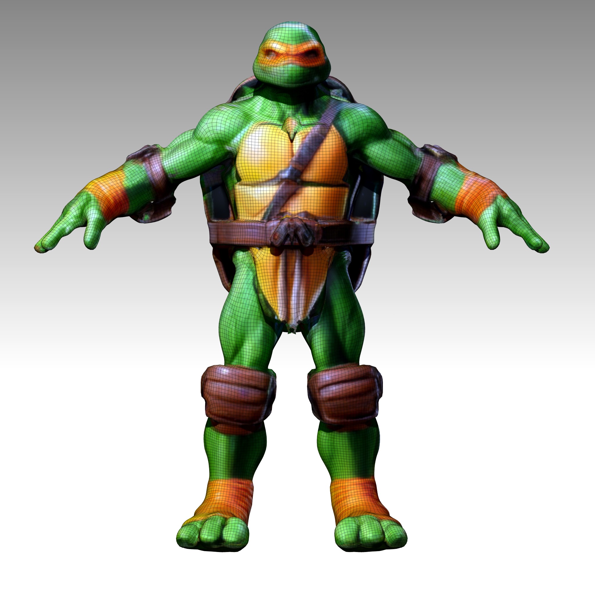 TMNT Ninja Turtles Michelangelo Low-poly 3D model_3