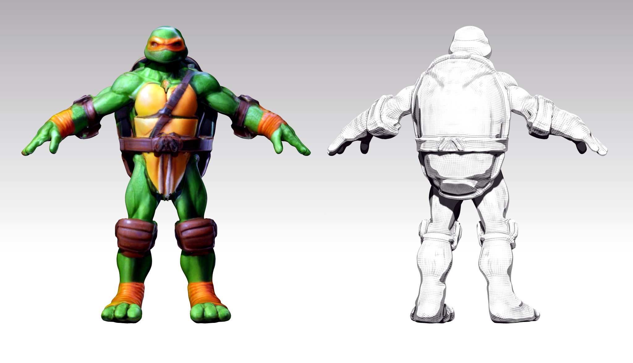 TMNT Ninja Turtles Michelangelo Low-poly 3D model_1
