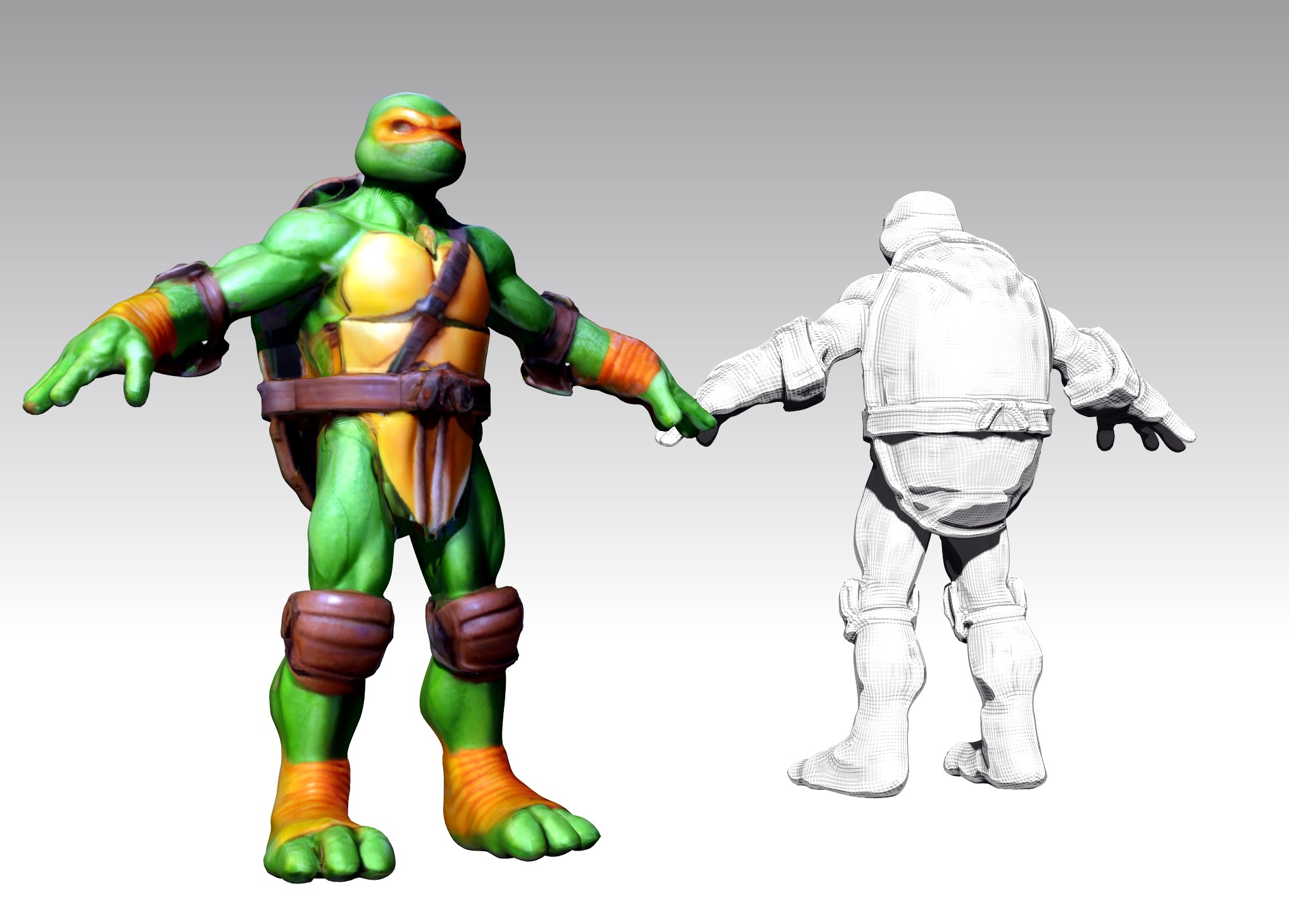 TMNT Ninja Turtles Michelangelo Low-poly 3D model_13