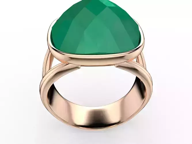 RoseCut Cabochon Collet Split Shank Ring