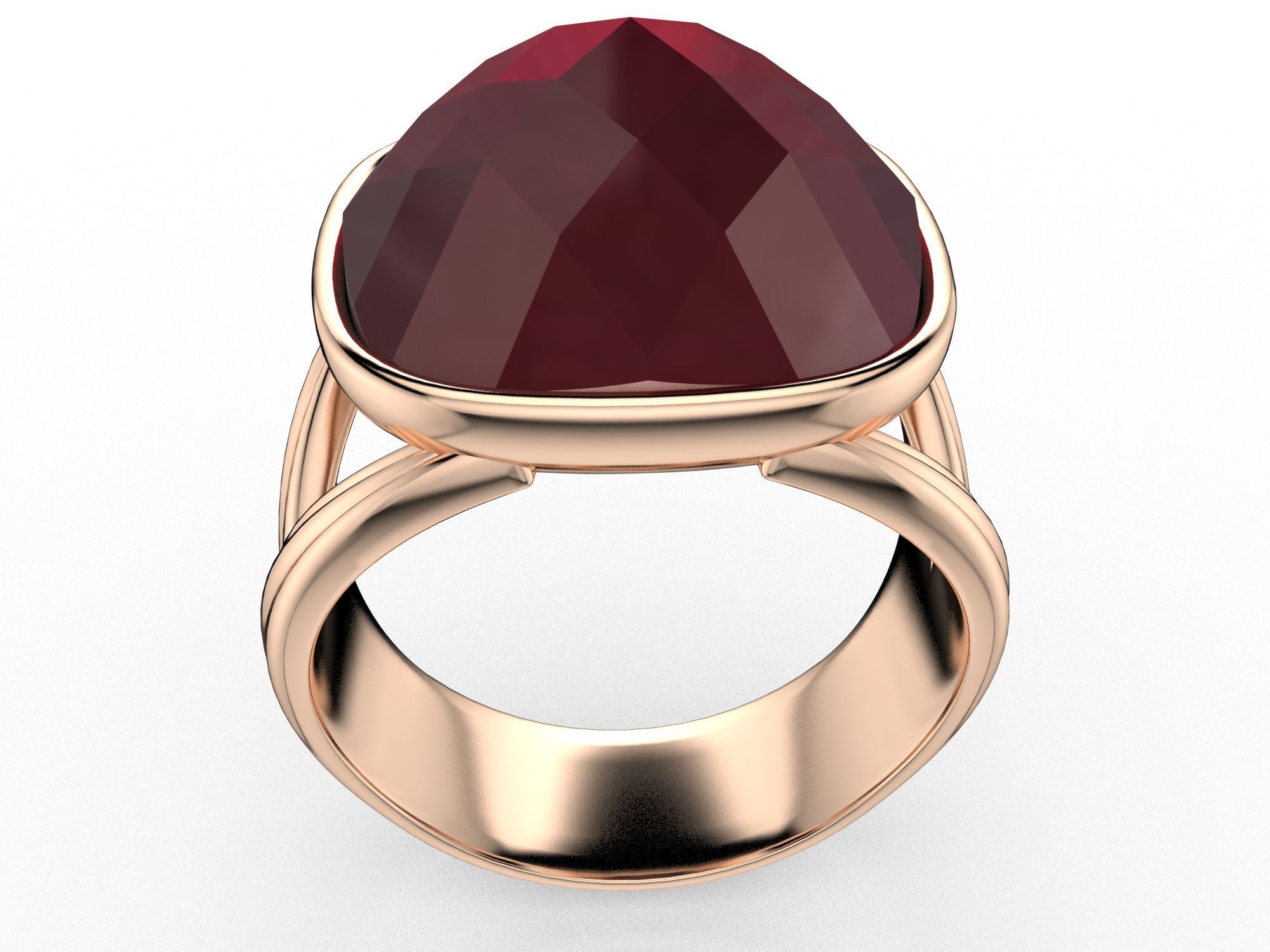 RoseCut Cabochon Collet Split Shank Ring 3D print model_8