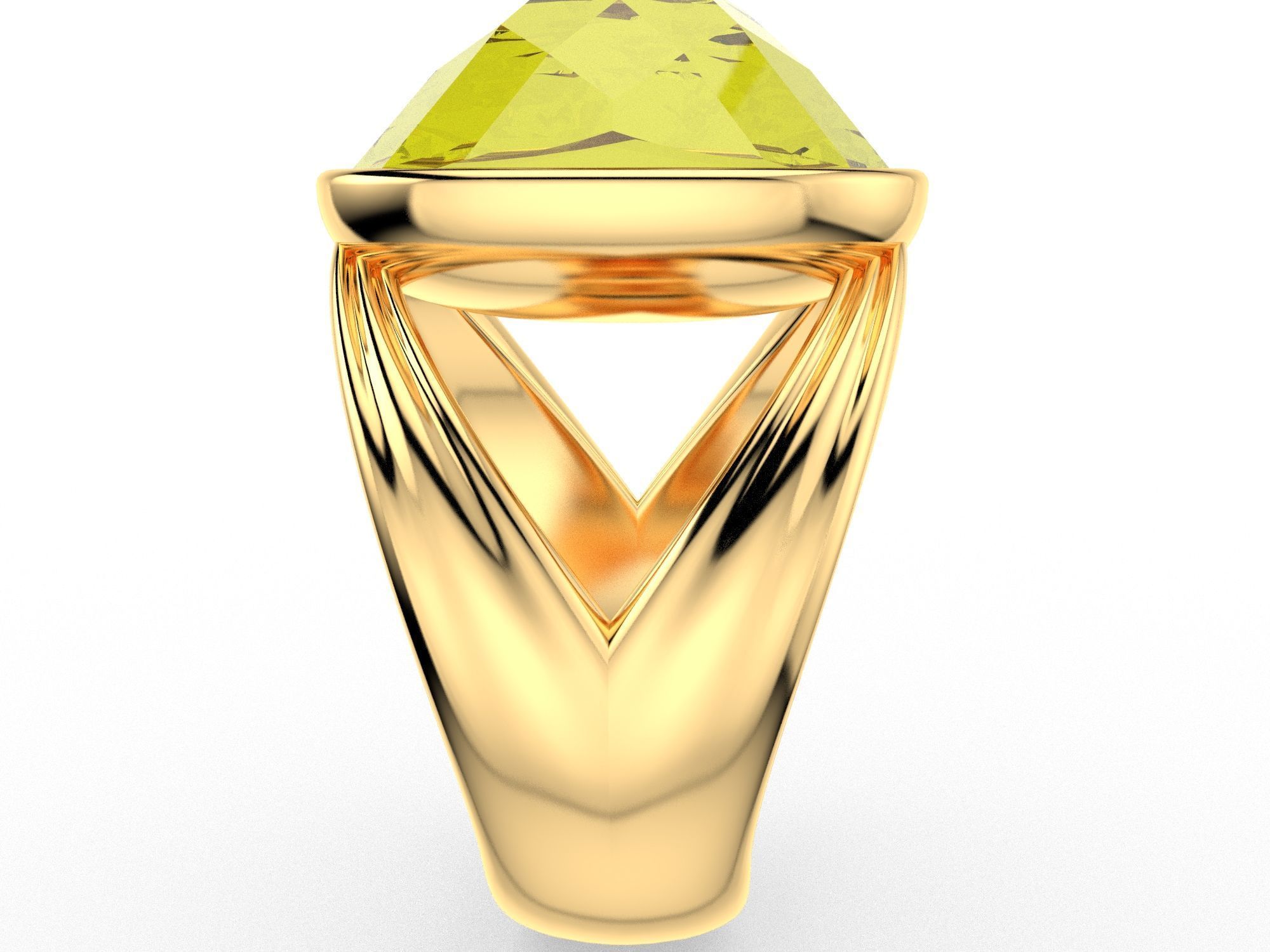 RoseCut Cabochon Collet Split Shank Ring 3D print model_3