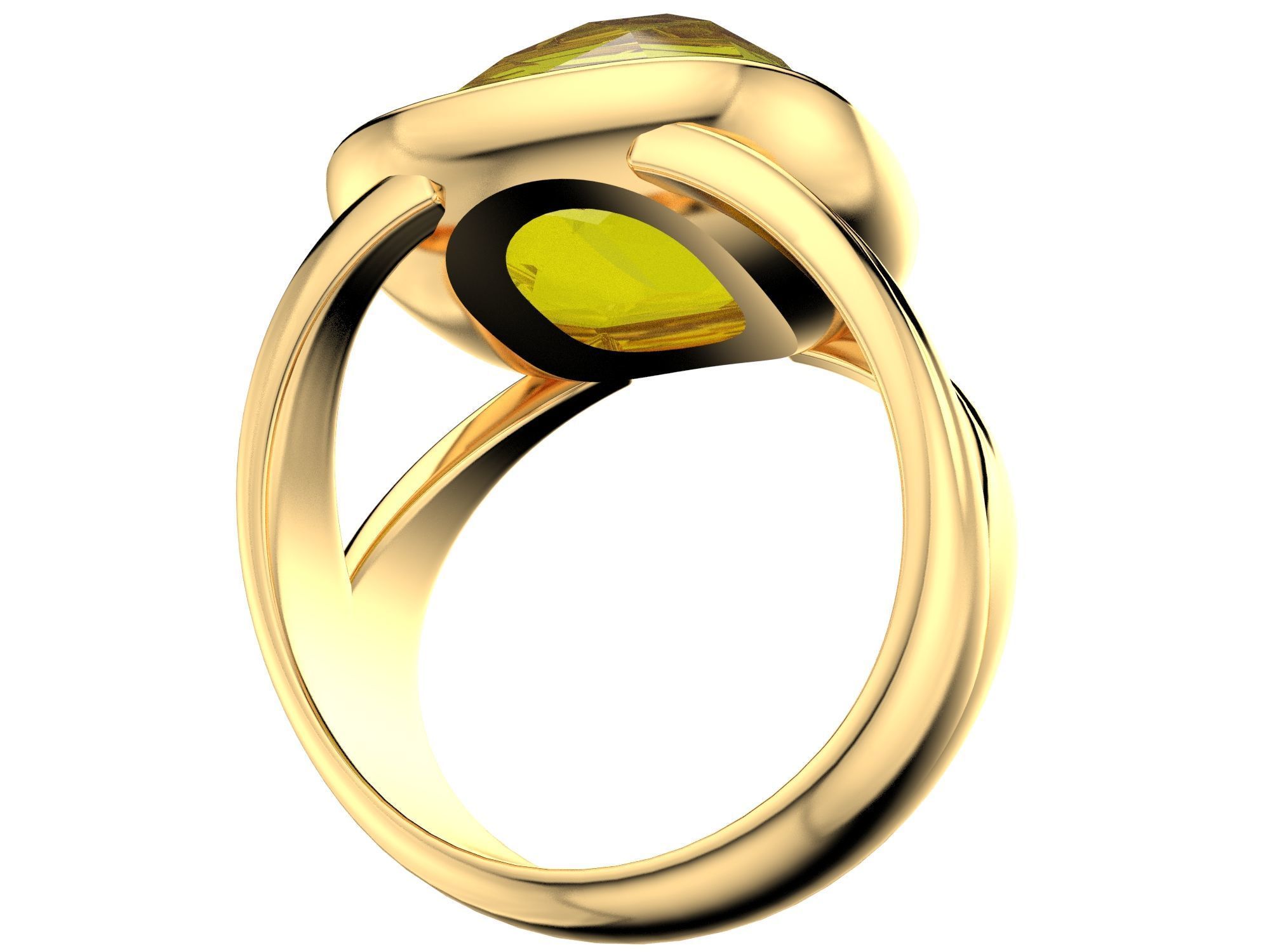 RoseCut Cabochon Collet Split Shank Ring 3D print model_4