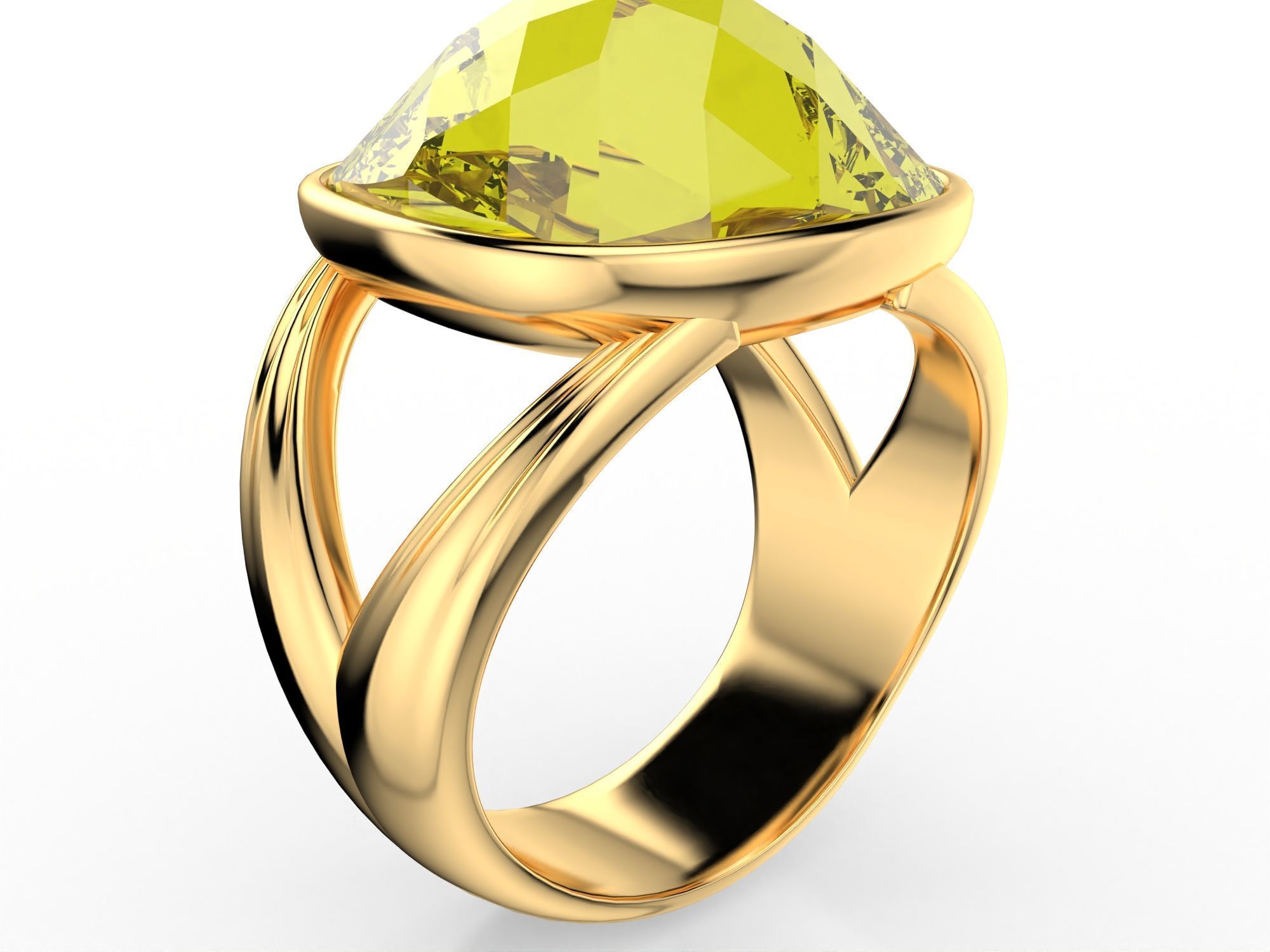 RoseCut Cabochon Collet Split Shank Ring 3D print model_2